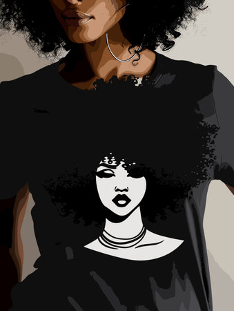 Portrait of a beautiful African American woman. Vector illustration.のイラスト素材