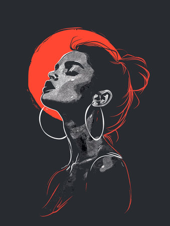 Portrait of beautiful young woman with red hair. Vector illustration.のイラスト素材