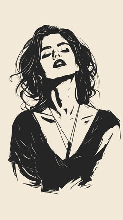 Sketch of a beautiful woman. Hand drawn vector illustration.のイラスト素材