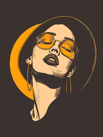 Portrait of a beautiful girl in sunglasses. Vector illustration. Fashion girl.のイラスト素材