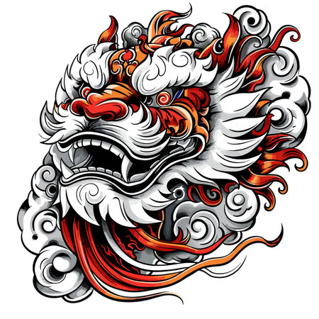Chinese traditional dragon head on white background. Vector illustration for your designのイラスト素材
