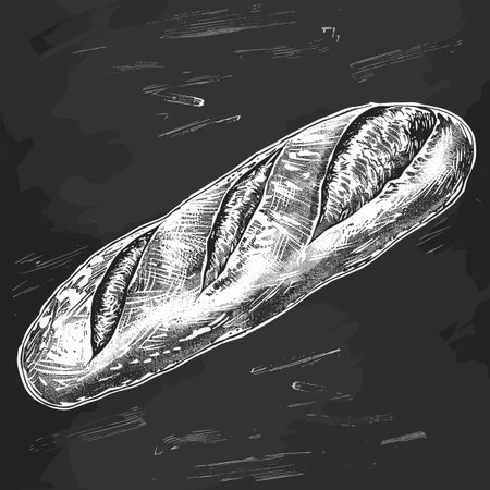 Hand Drawn bread illustration on a blackboard beautiful vector illustration sketchy style chalkboard background.のイラスト素材