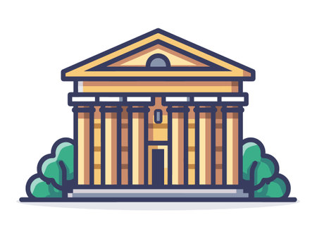 Flat design style vector illustration of ancient Greek temple building.のイラスト素材