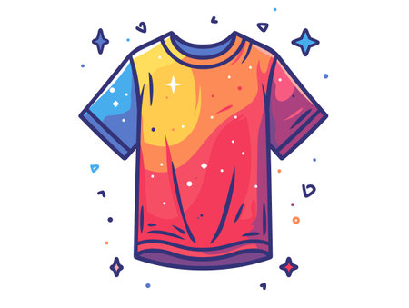 T-shirt, stack of books, potted plants. Vector illustrationのイラスト素材
