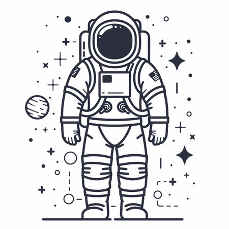 Astronaut in outer space. Astronaut in spacesuit. Vector illustrationのイラスト素材