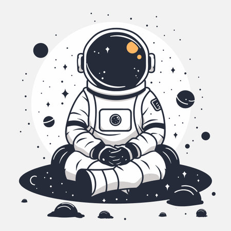 Astronaut sitting on the moon. Vector illustration for your designのイラスト素材