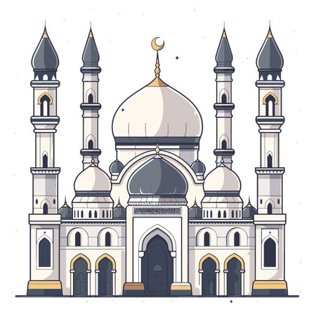 Taj Mahal. Vector illustration in flat style. Muslim mosque.のイラスト素材
