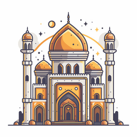 Taj Mahal icon. Vector illustration in flat linear style.のイラスト素材