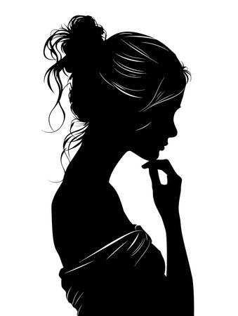 silhouette of a girl on a white background, vector illustrationのイラスト素材