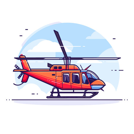 Helicopter Vector illustration in flat style. Emergency rescue service.のイラスト素材