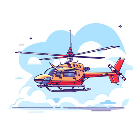 Helicopter vector illustration. Flat style design for web and print.のイラスト素材