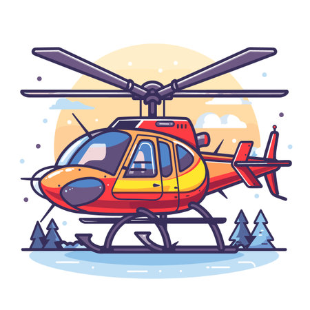 Helicopter vector illustration in flat cartoon style. Helicopter rescue service.のイラスト素材