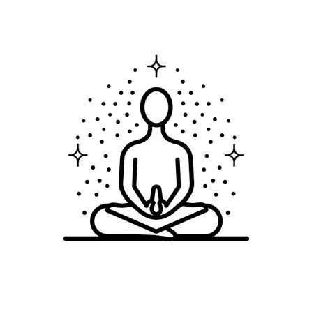 Meditation line icon, concept illustration, outline symbol, vector sign, linear symbol.のイラスト素材