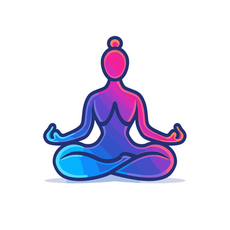 Yoga lotus pose. Colorful vector illustration in flat styleのイラスト素材