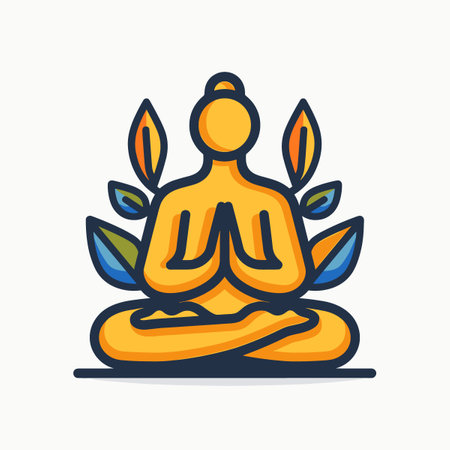 Buddha in lotus position. Vector illustration in flat styleのイラスト素材