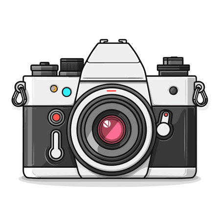 Camera icon. Vector illustration of a camera isolated on white background.のイラスト素材