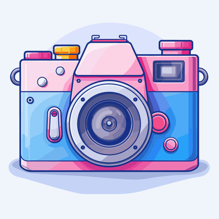 Retro camera Vector illustration in cartoon style. Colorful illustration.のイラスト素材