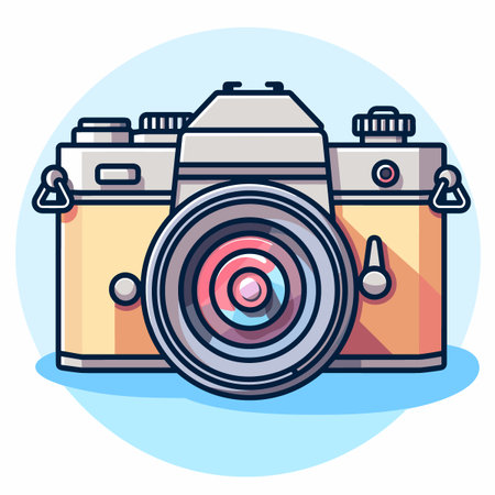 Camera icon in flat design style. Camera vector illustration on white background.