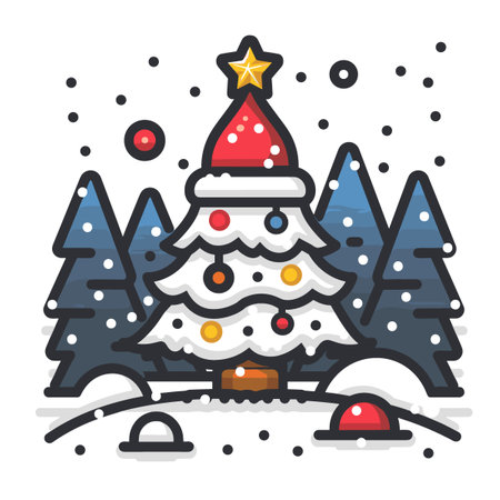 Christmas tree icon, flat design, vector illustration, eps 10.のイラスト素材