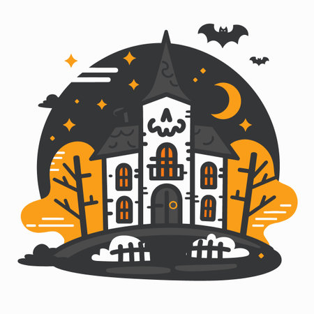 Vector illustration of Halloween castle. Flat style design for web and print.のイラスト素材