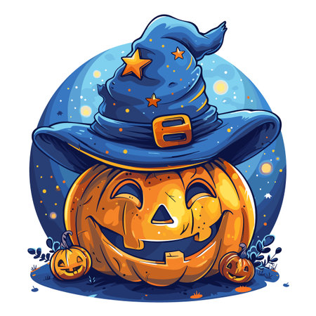 Halloween pumpkin cartoon vector illustration. Cute Halloween pumpkin characterのイラスト素材