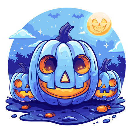 Cartoon halloween pumpkins. Vector illustration for your designのイラスト素材