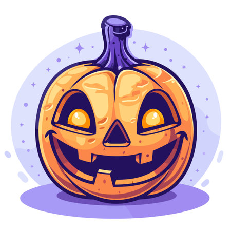Halloween pumpkin. Vector illustration in cartoon style on white background.のイラスト素材