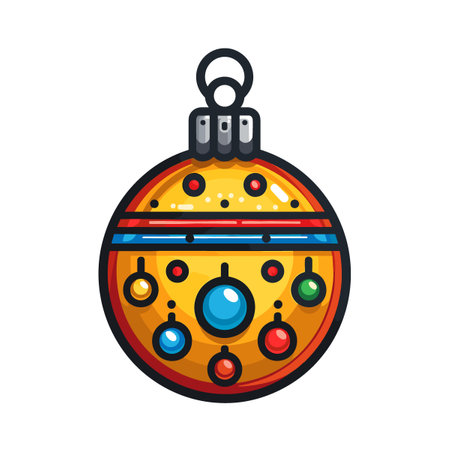 Christmas ball icon. Colorful flat vector illustration. Isolated on white backgroundのイラスト素材