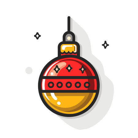 Christmas ball icon, flat design. Vector illustration, EPS 10.のイラスト素材
