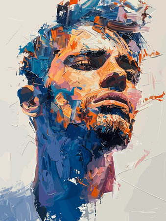 Abstract portrait of a man with a beard and mustache. Vector illustration.