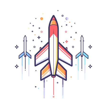 Vector rocket icon. Thin line illustration of spaceship. Modern linear flat design.のイラスト素材