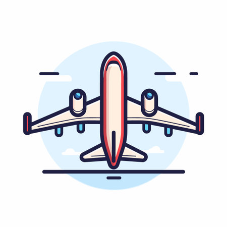 Airplane line icon. Vector illustration of airplane in flat style.のイラスト素材