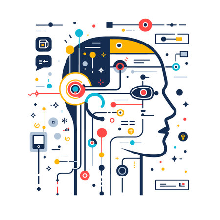 Artificial intelligence and machine learning concept. Artificial intelligence concept. Vector illustrationのイラスト素材
