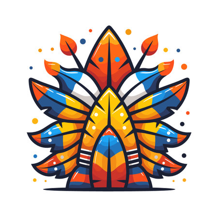 Native american indian chief headdress. Vector illustration in flat styleのイラスト素材
