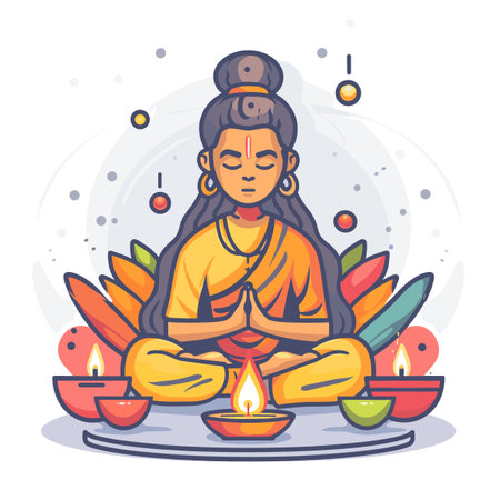 Vector illustration of Happy Diwali greeting card with Lord Ganesha.のイラスト素材
