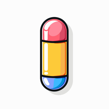 A pill with a blue and yellow stripe on itのイラスト素材