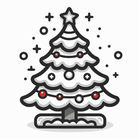 Christmas tree with gift boxes. Merry Christmas and Happy New Year greeting card.のイラスト素材