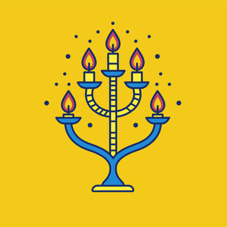Hanukkah menorah with candles. Vector illustration in flat styleのイラスト素材