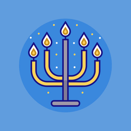 Candle icon, vector illustration. Flat linear design style with blue background.のイラスト素材
