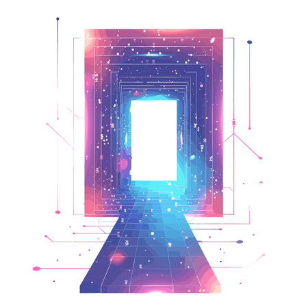 Door to the future. Abstract futuristic background. Vector illustration.のイラスト素材