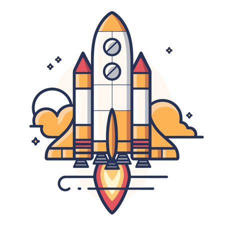 Space rocket icon. Vector illustration in cartoon style on a white background.のイラスト素材