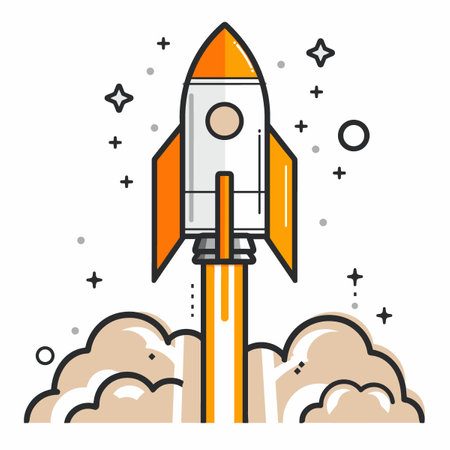 Space rocket icon. Vector illustration in cartoon style on a white background.のイラスト素材
