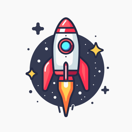 Space rocket icon. Vector illustration in cartoon style on a white background.のイラスト素材