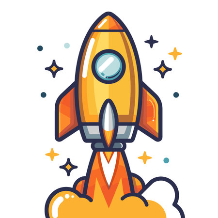 Space rocket icon. Vector illustration in cartoon style on a white background.のイラスト素材