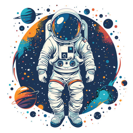 Astronaut flat color icon. Astronaut in spacesuit. Vector illustrationのイラスト素材