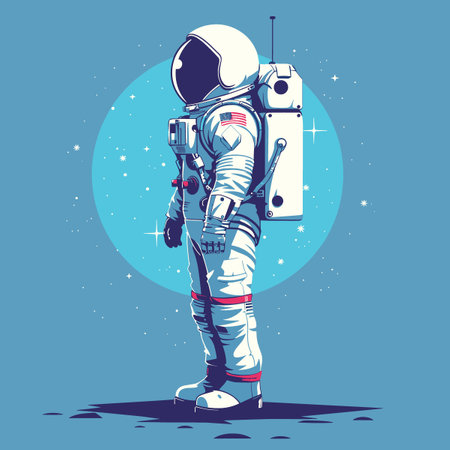 Astronaut in space suit. Vector illustration. Cartoon style.のイラスト素材