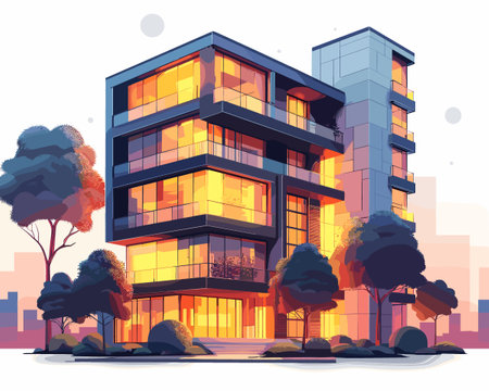 Modern country house. Vector illustration in flat style.のイラスト素材