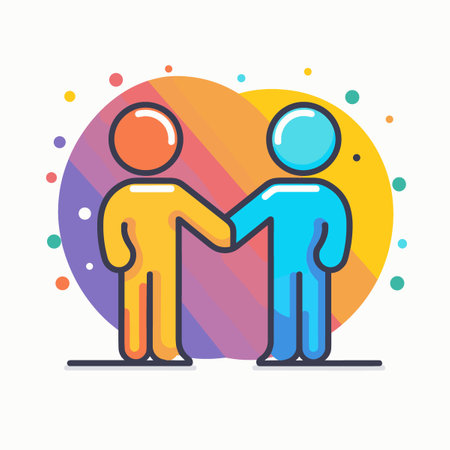 Handshake flat icon with colorful background. Vector illustration. Handshake in flat style.のイラスト素材