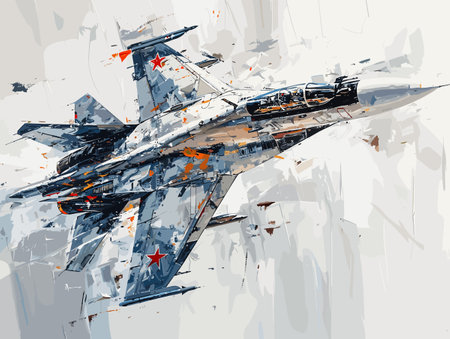 Fighter jet fighter jet aircraft illustration painting background. Military jet fighter jet in flight.のイラスト素材