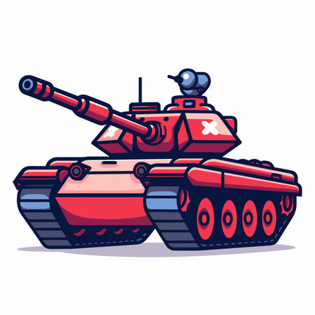 Cartoon tank. Vector illustration. Isolated on white background.のイラスト素材